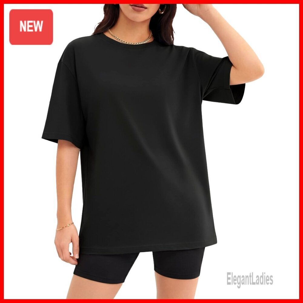 Oversized Short Sleeve T-Shirt - Soft Polyester Blend, Relaxed Fit, Versatile
